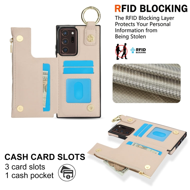 For Samsung Galaxy Note20 Ultra RFlD Anti-theft Double Buckle Ring Zipper Card Phone Case