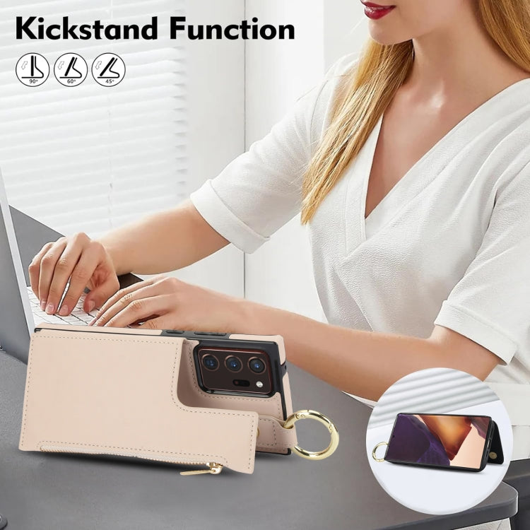 For Samsung Galaxy Note20 Ultra RFlD Anti-theft Double Buckle Ring Zipper Card Phone Case