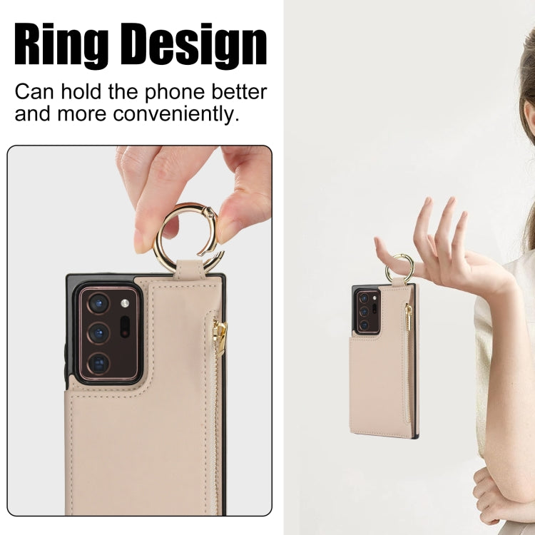 For Samsung Galaxy Note20 Ultra RFlD Anti-theft Double Buckle Ring Zipper Card Phone Case