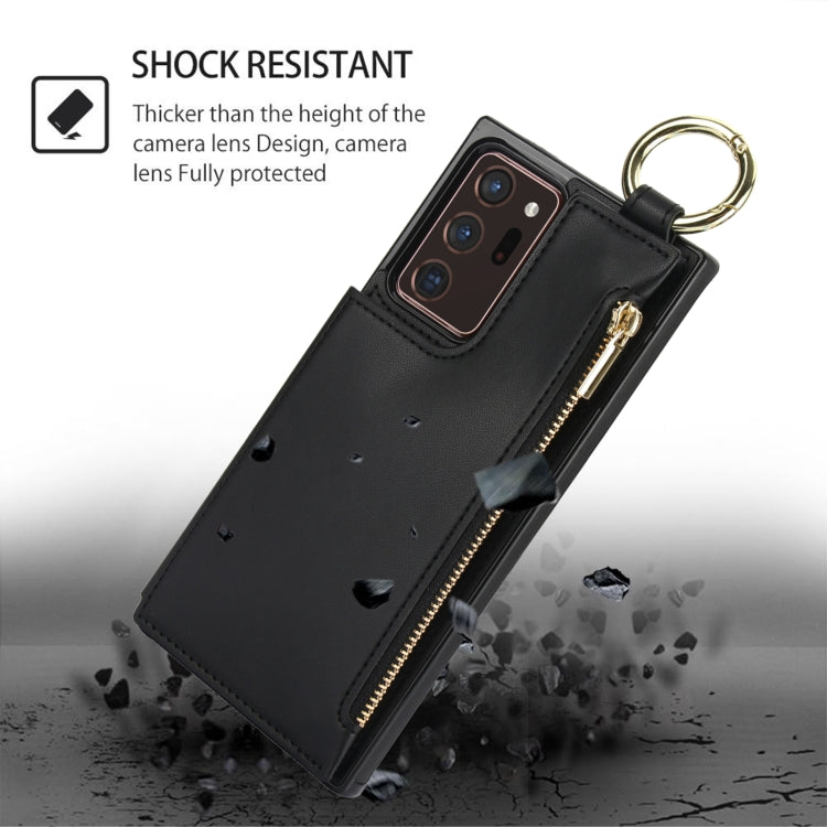 For Samsung Galaxy Note20 Ultra RFlD Anti-theft Double Buckle Ring Zipper Card Phone Case