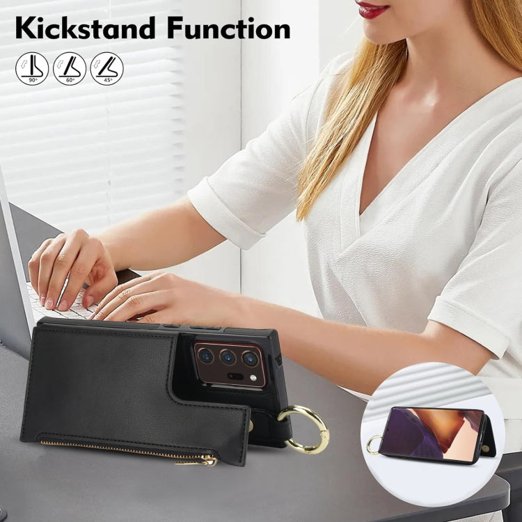 For Samsung Galaxy Note20 Ultra RFlD Anti-theft Double Buckle Ring Zipper Card Phone Case