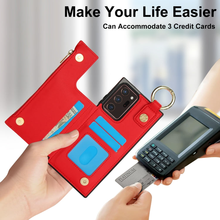 For Samsung Galaxy Note20 Ultra RFlD Anti-theft Double Buckle Ring Zipper Card Phone Case