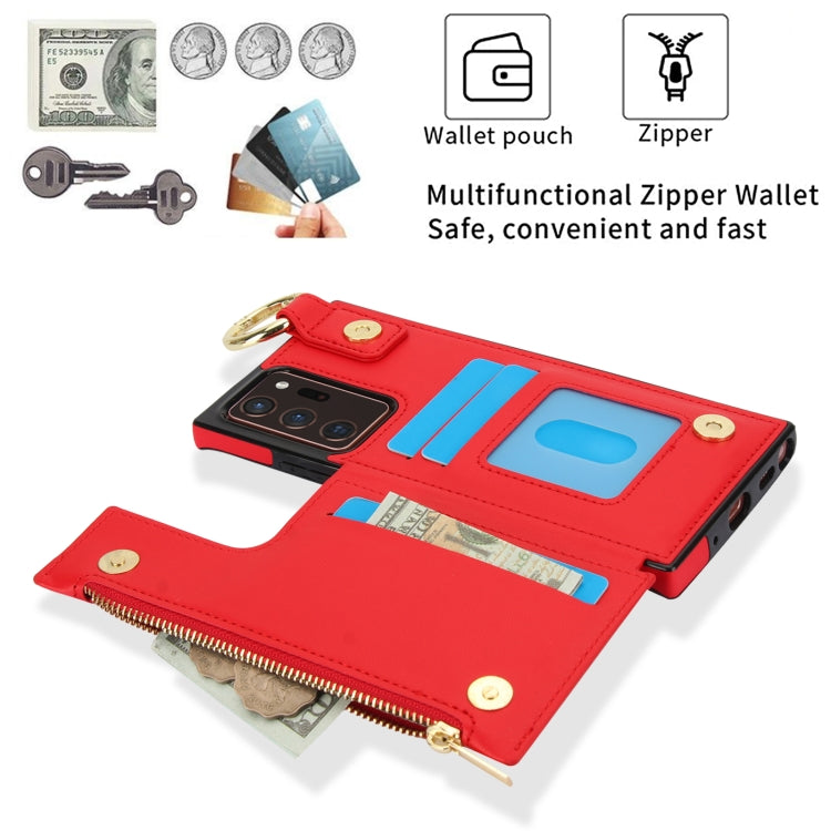 For Samsung Galaxy Note20 Ultra RFlD Anti-theft Double Buckle Ring Zipper Card Phone Case