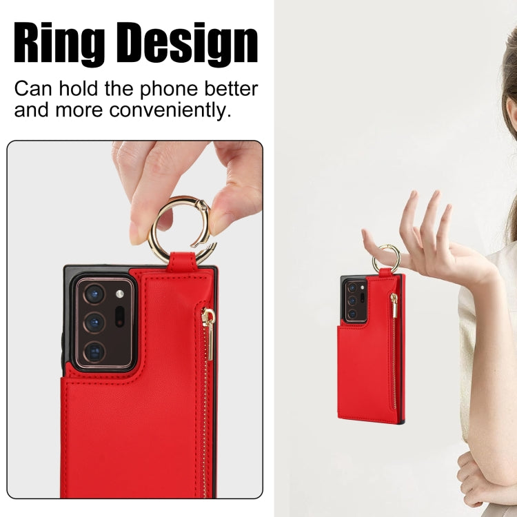 For Samsung Galaxy Note20 Ultra RFlD Anti-theft Double Buckle Ring Zipper Card Phone Case