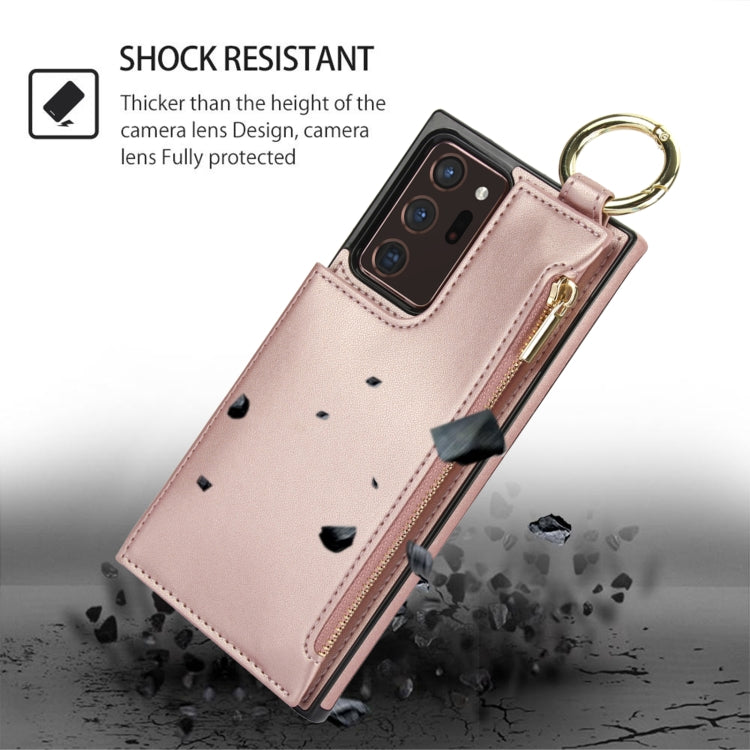 For Samsung Galaxy Note20 Ultra RFlD Anti-theft Double Buckle Ring Zipper Card Phone Case