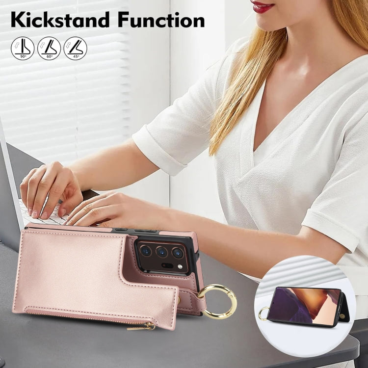 For Samsung Galaxy Note20 Ultra RFlD Anti-theft Double Buckle Ring Zipper Card Phone Case