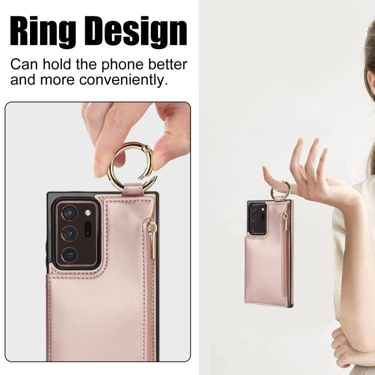 For Samsung Galaxy Note20 Ultra RFlD Anti-theft Double Buckle Ring Zipper Card Phone Case