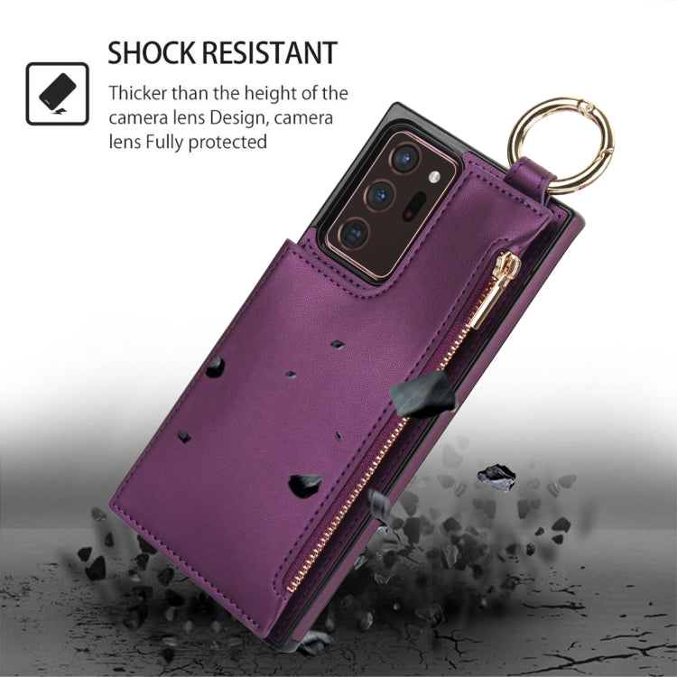 For Samsung Galaxy Note20 Ultra RFlD Anti-theft Double Buckle Ring Zipper Card Phone Case