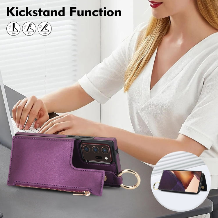 For Samsung Galaxy Note20 Ultra RFlD Anti-theft Double Buckle Ring Zipper Card Phone Case