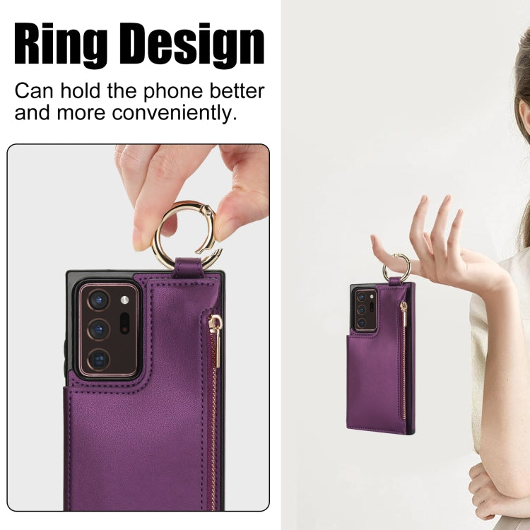 For Samsung Galaxy Note20 Ultra RFlD Anti-theft Double Buckle Ring Zipper Card Phone Case