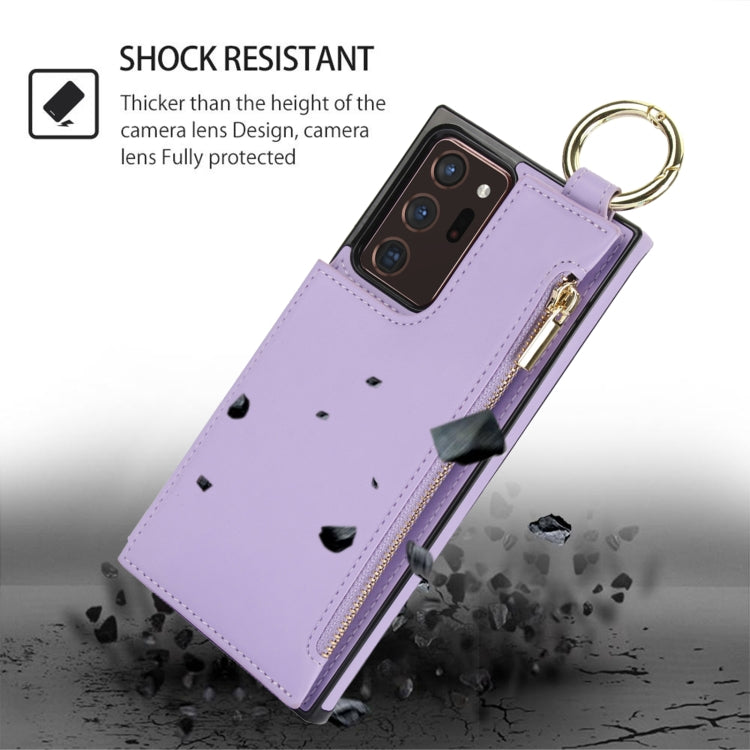 For Samsung Galaxy Note20 Ultra RFlD Anti-theft Double Buckle Ring Zipper Card Phone Case