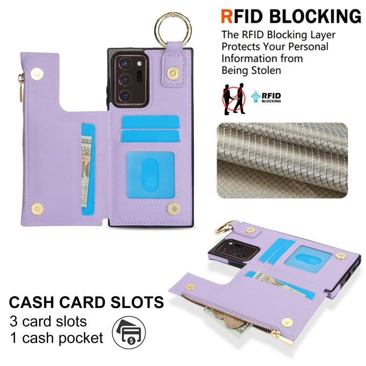For Samsung Galaxy Note20 Ultra RFlD Anti-theft Double Buckle Ring Zipper Card Phone Case