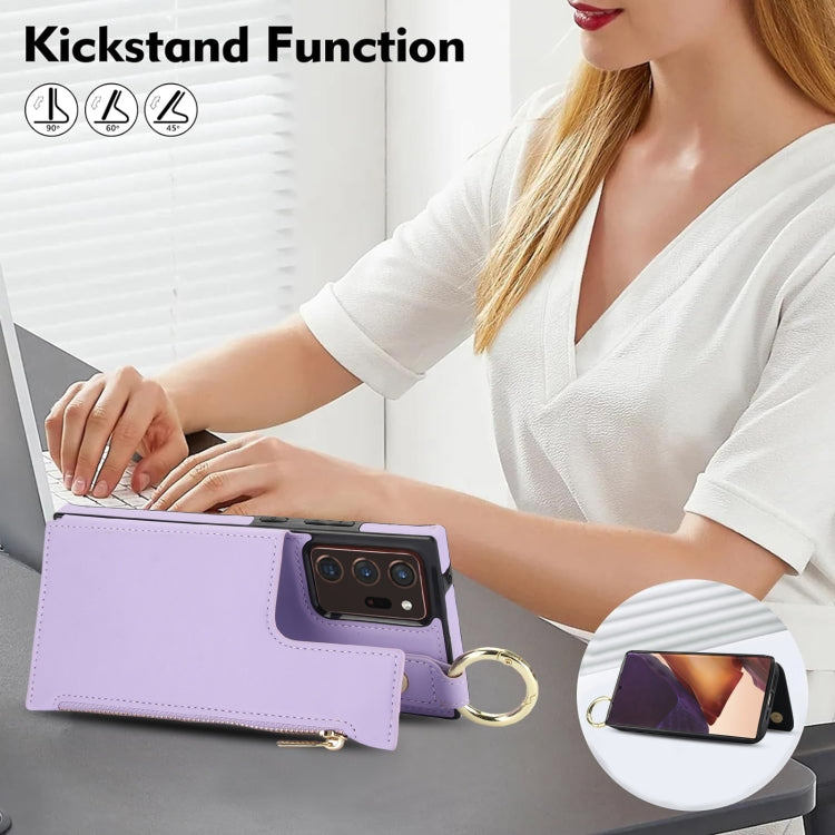 For Samsung Galaxy Note20 Ultra RFlD Anti-theft Double Buckle Ring Zipper Card Phone Case