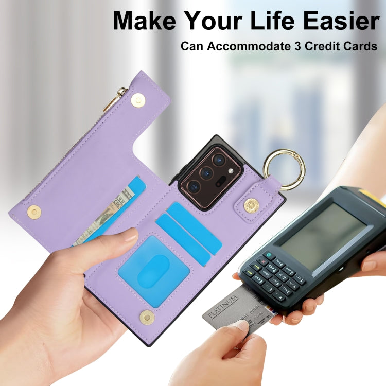 For Samsung Galaxy Note20 Ultra RFlD Anti-theft Double Buckle Ring Zipper Card Phone Case