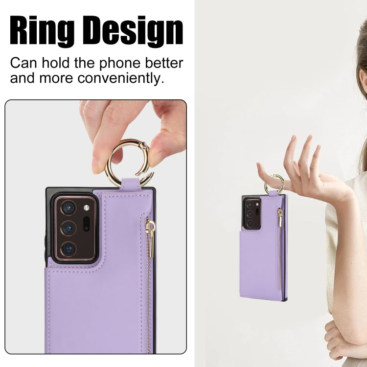 For Samsung Galaxy Note20 Ultra RFlD Anti-theft Double Buckle Ring Zipper Card Phone Case