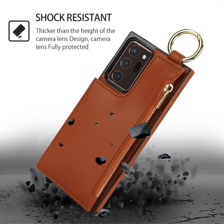 For Samsung Galaxy Note20 Ultra RFlD Anti-theft Double Buckle Ring Zipper Card Phone Case