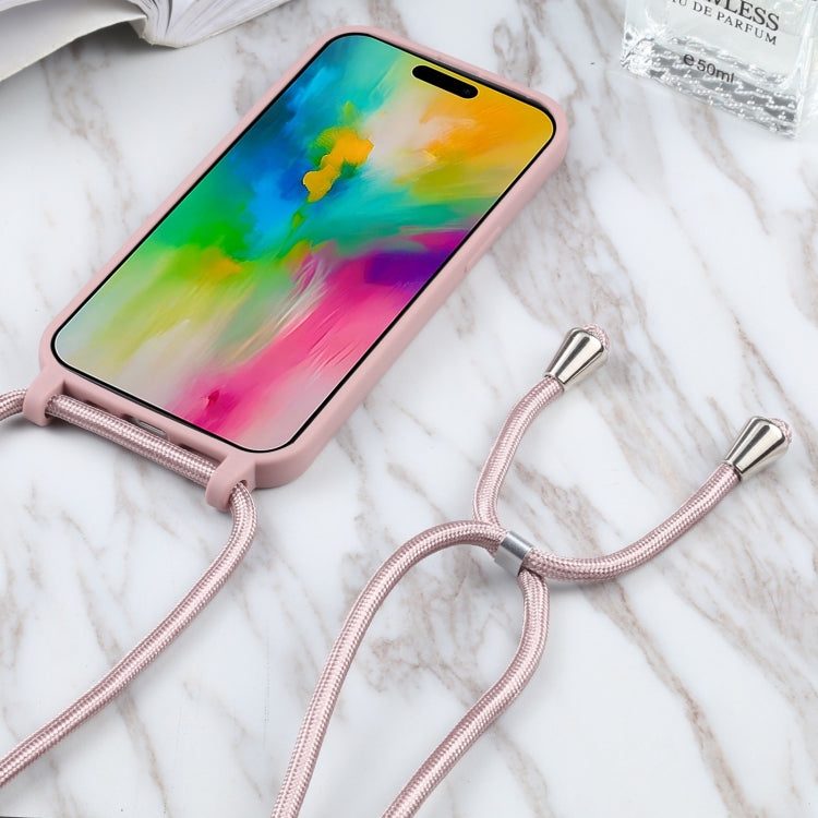 Candy Colors TPU Protective Phone Case with Lanyard For iPhone 15