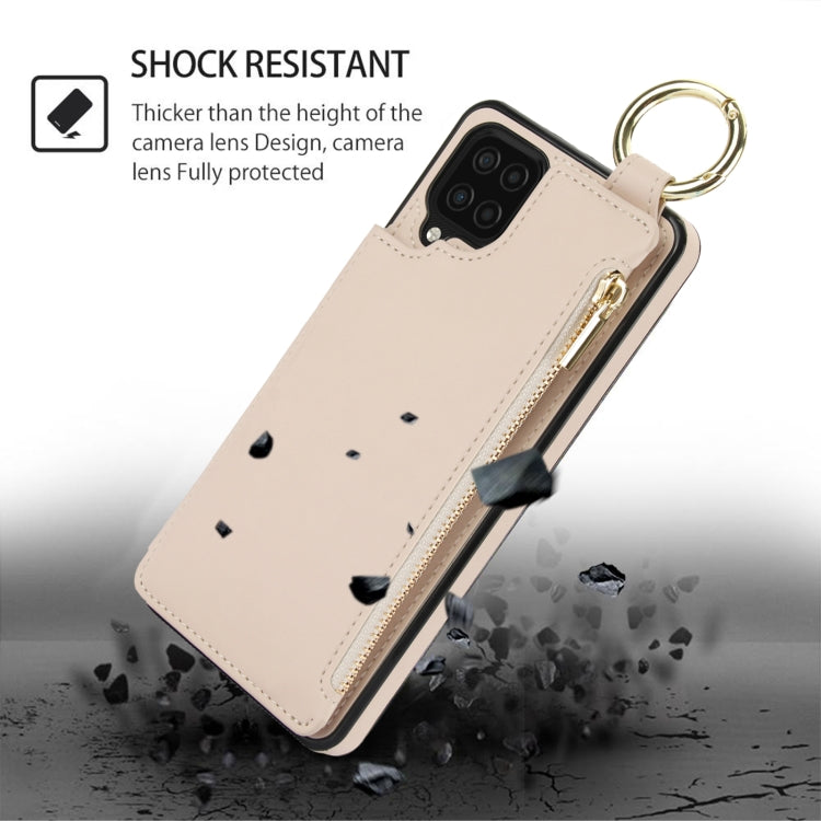 For Samsung Galaxy A12 RFlD Anti-theft Double Buckle Ring Zipper Card Phone Case