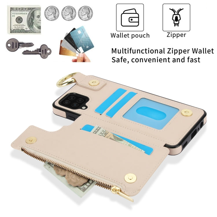 For Samsung Galaxy A12 RFlD Anti-theft Double Buckle Ring Zipper Card Phone Case
