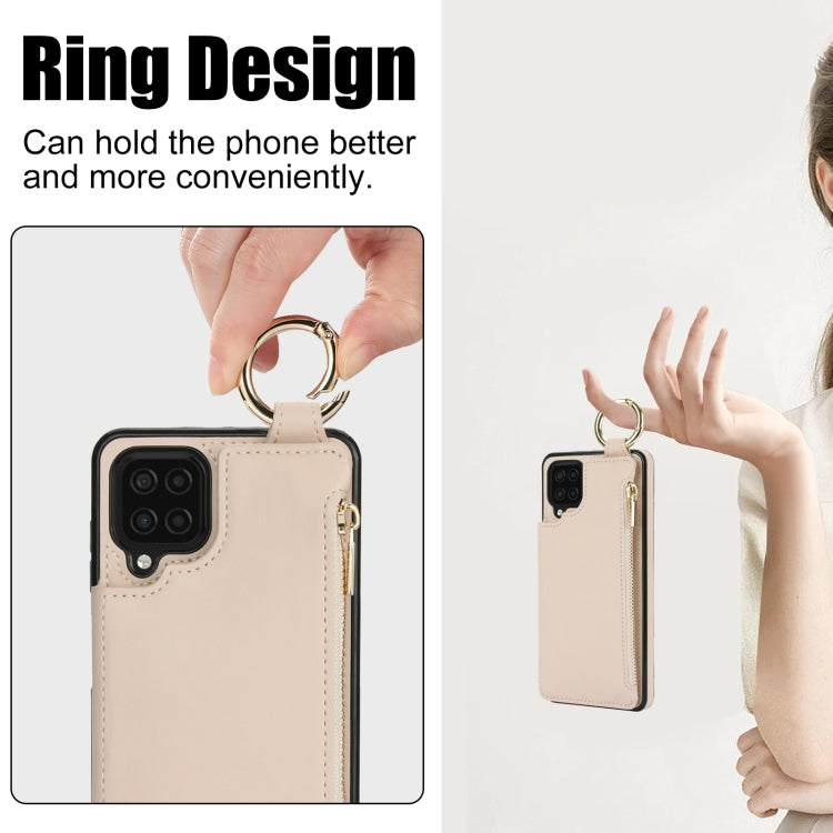 For Samsung Galaxy A12 RFlD Anti-theft Double Buckle Ring Zipper Card Phone Case