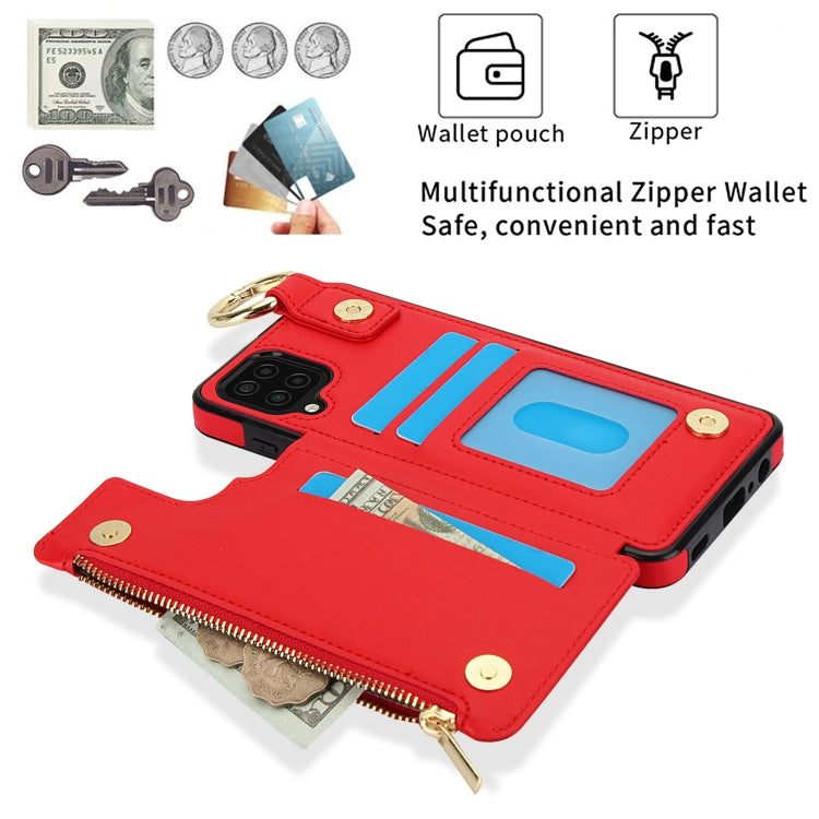 For Samsung Galaxy A12 RFlD Anti-theft Double Buckle Ring Zipper Card Phone Case