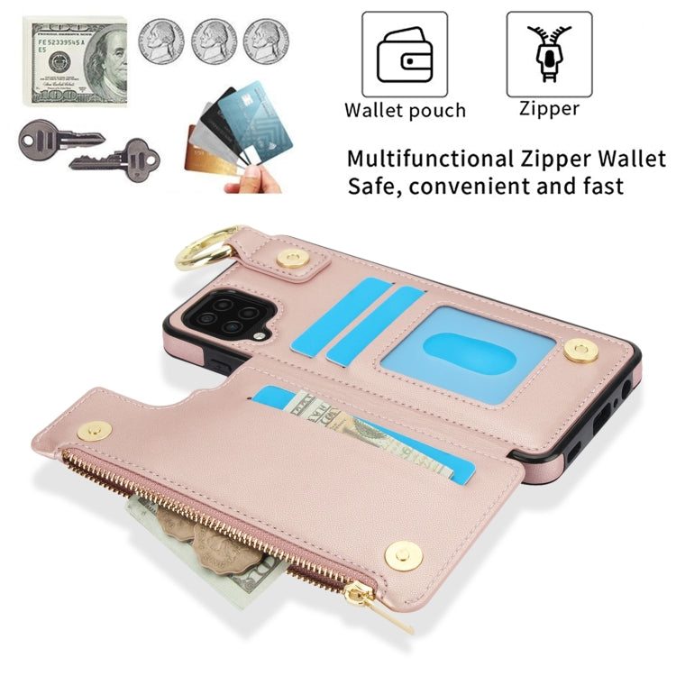 For Samsung Galaxy A12 RFlD Anti-theft Double Buckle Ring Zipper Card Phone Case