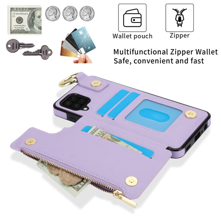 For Samsung Galaxy A12 RFlD Anti-theft Double Buckle Ring Zipper Card Phone Case