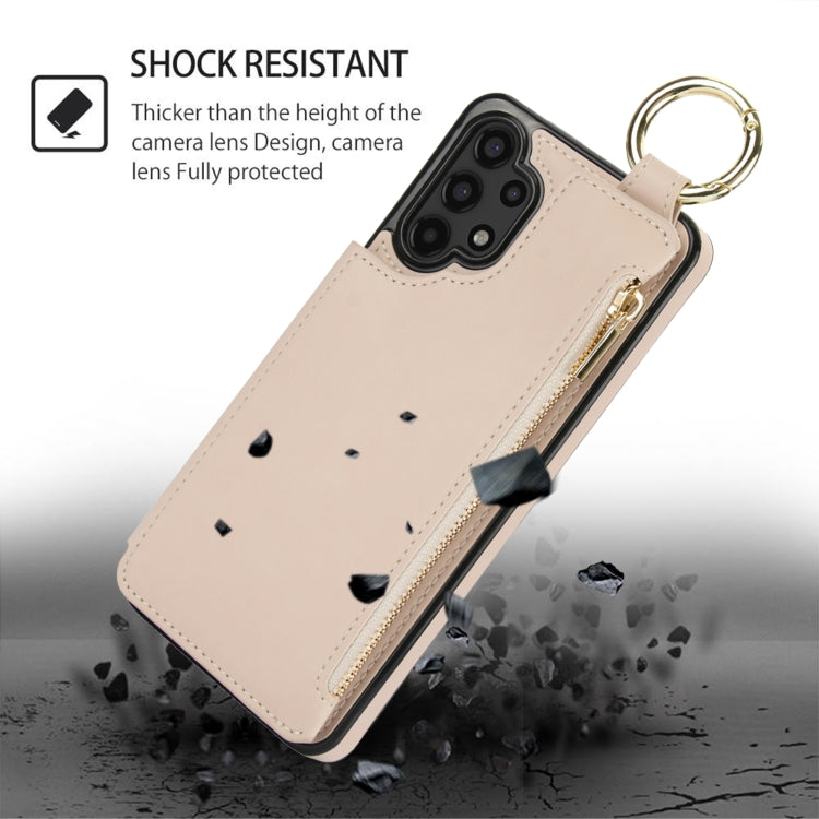For Samsung Galaxy A13 4G / 5G RFlD Anti-theft Double Buckle Ring Zipper Card Phone Case