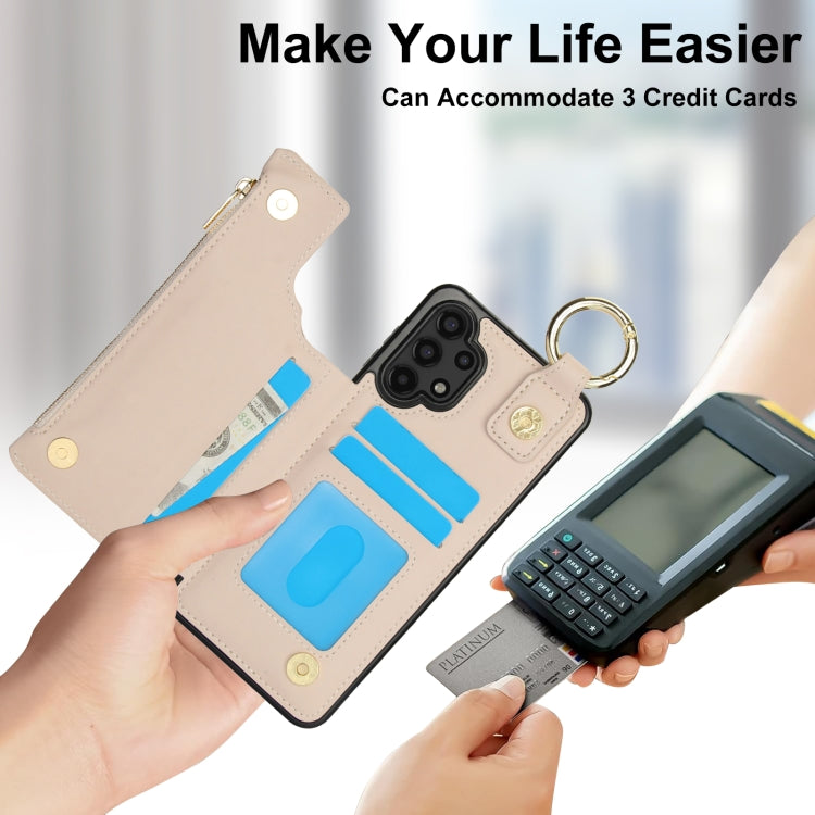 For Samsung Galaxy A13 4G / 5G RFlD Anti-theft Double Buckle Ring Zipper Card Phone Case