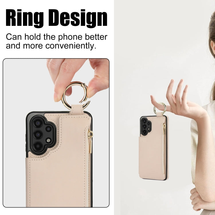 For Samsung Galaxy A13 4G / 5G RFlD Anti-theft Double Buckle Ring Zipper Card Phone Case