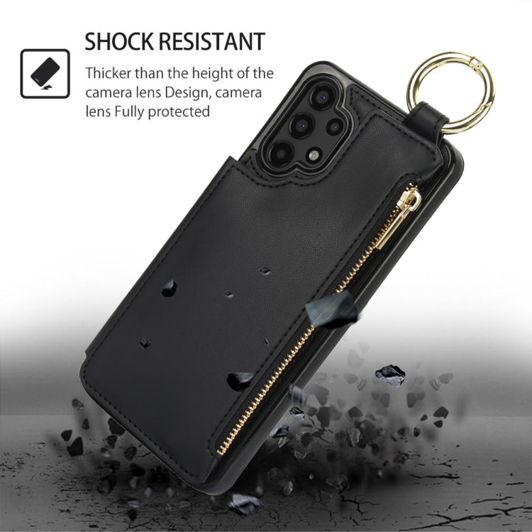 For Samsung Galaxy A13 4G / 5G RFlD Anti-theft Double Buckle Ring Zipper Card Phone Case