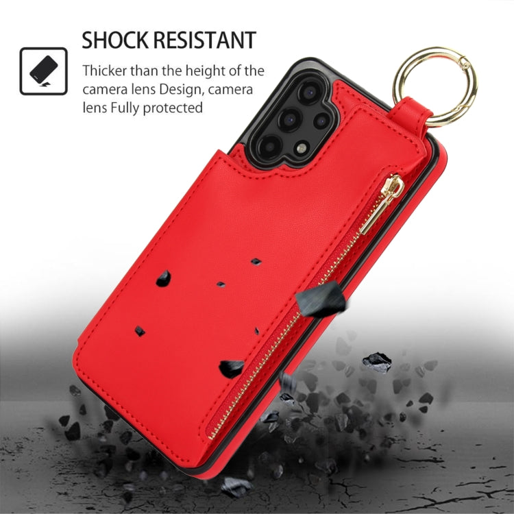 For Samsung Galaxy A13 4G / 5G RFlD Anti-theft Double Buckle Ring Zipper Card Phone Case