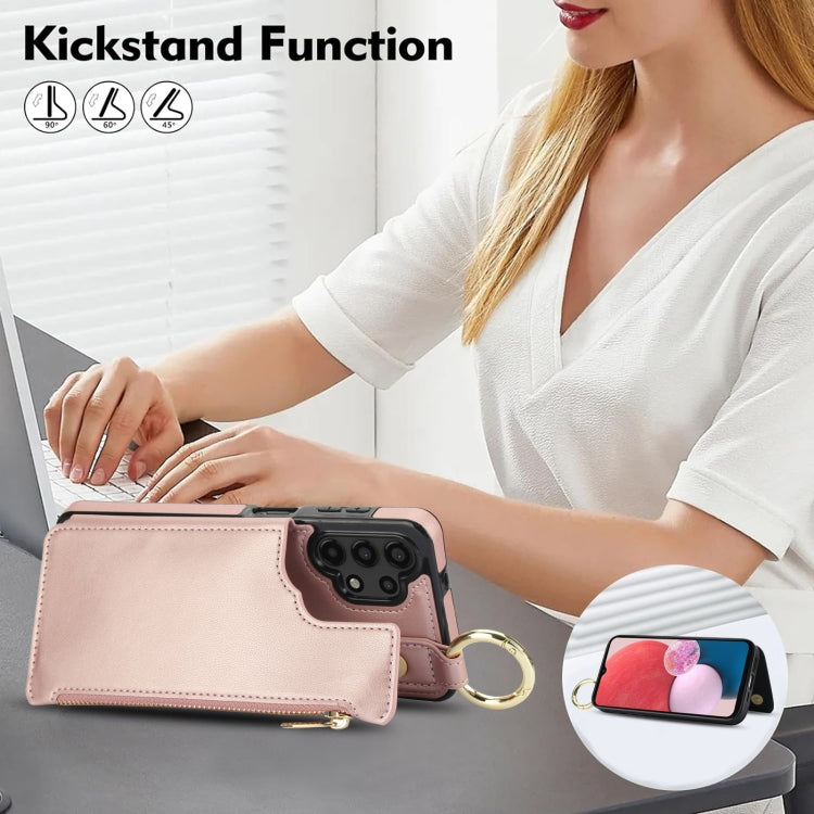 For Samsung Galaxy A13 4G / 5G RFlD Anti-theft Double Buckle Ring Zipper Card Phone Case