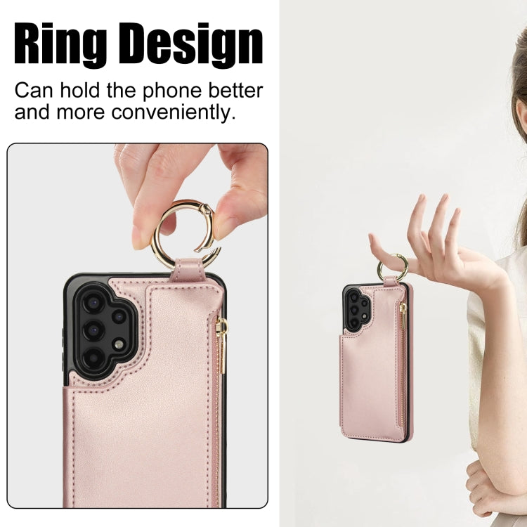 For Samsung Galaxy A13 4G / 5G RFlD Anti-theft Double Buckle Ring Zipper Card Phone Case