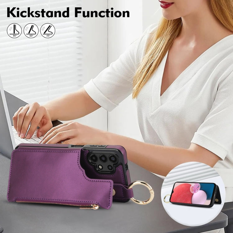 For Samsung Galaxy A13 4G / 5G RFlD Anti-theft Double Buckle Ring Zipper Card Phone Case