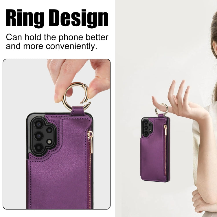 For Samsung Galaxy A13 4G / 5G RFlD Anti-theft Double Buckle Ring Zipper Card Phone Case
