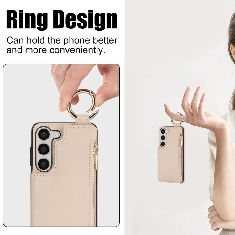 For Samsung Galaxy A14 4G / 5G RFlD Anti-theft Double Buckle Ring Zipper Card Phone Case