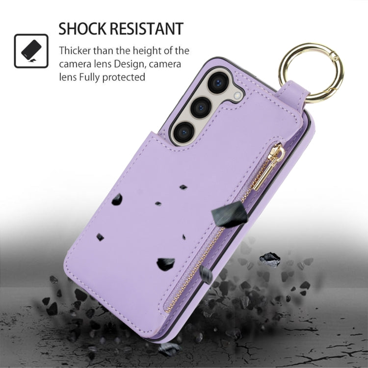 For Samsung Galaxy A14 4G / 5G RFlD Anti-theft Double Buckle Ring Zipper Card Phone Case