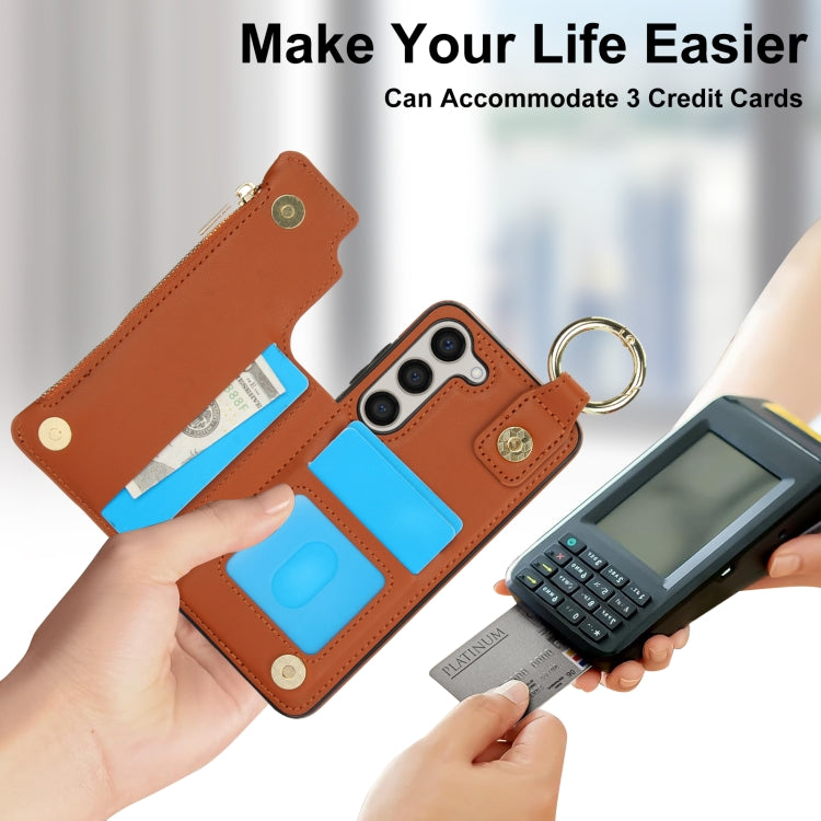 For Samsung Galaxy A14 4G / 5G RFlD Anti-theft Double Buckle Ring Zipper Card Phone Case