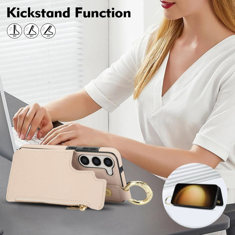 For Samsung Galaxy A54 4G / 5G RFlD Anti-theft Double Buckle Ring Zipper Card Phone Case
