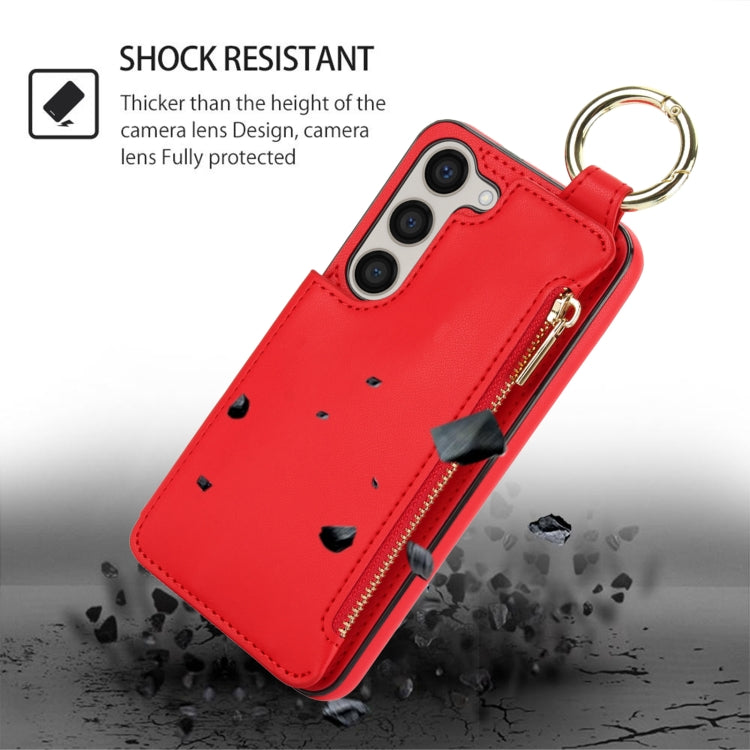 For Samsung Galaxy A54 4G / 5G RFlD Anti-theft Double Buckle Ring Zipper Card Phone Case