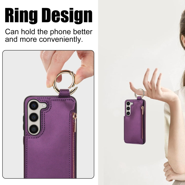 For Samsung Galaxy A54 4G / 5G RFlD Anti-theft Double Buckle Ring Zipper Card Phone Case