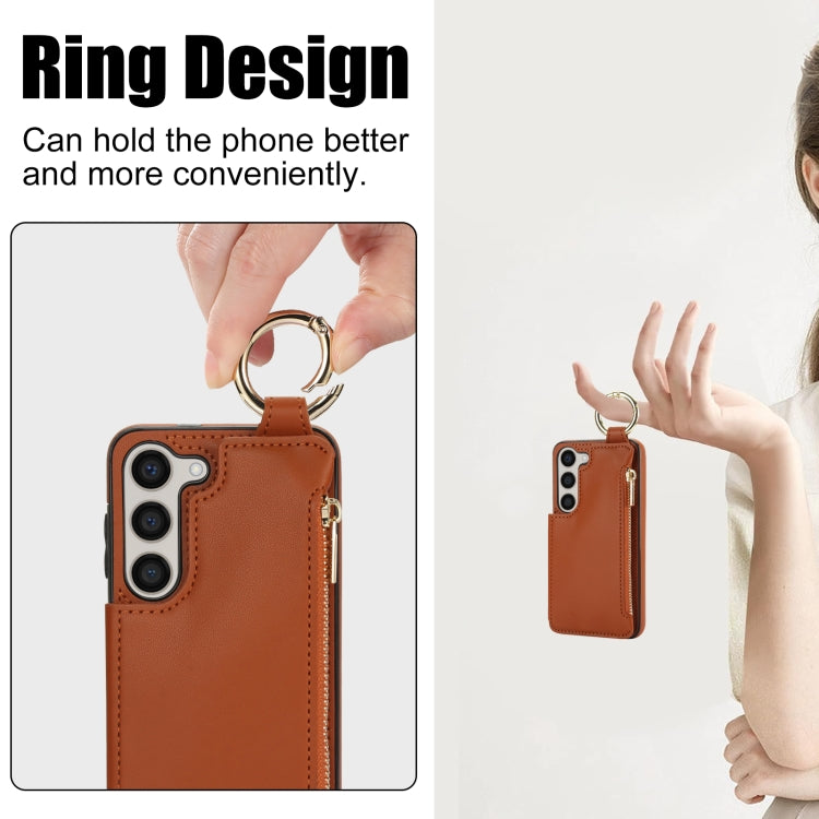For Samsung Galaxy A54 4G / 5G RFlD Anti-theft Double Buckle Ring Zipper Card Phone Case