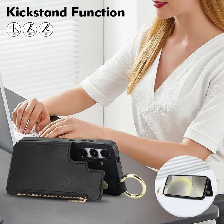 For Samsung Galaxy A35 5G RFlD Anti-theft Double Buckle Ring Zipper Card Phone Case