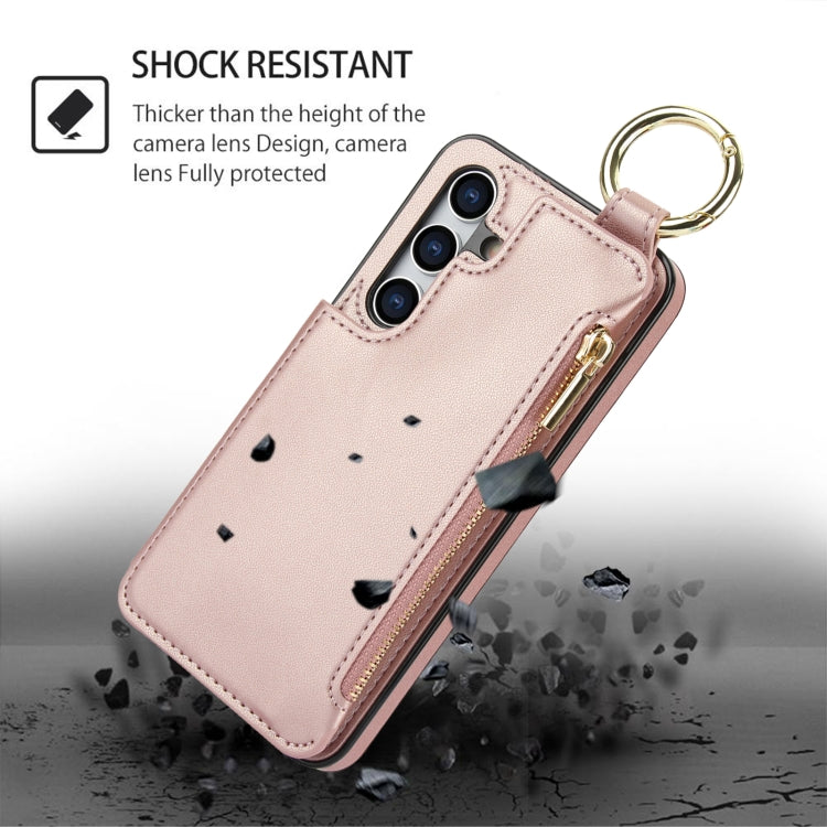 For Samsung Galaxy A35 5G RFlD Anti-theft Double Buckle Ring Zipper Card Phone Case