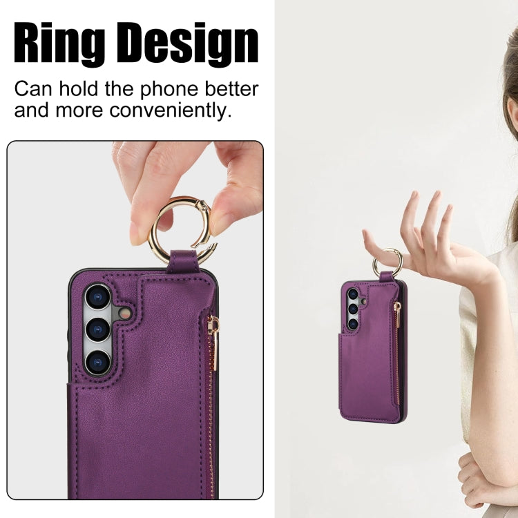 For Samsung Galaxy A35 5G RFlD Anti-theft Double Buckle Ring Zipper Card Phone Case