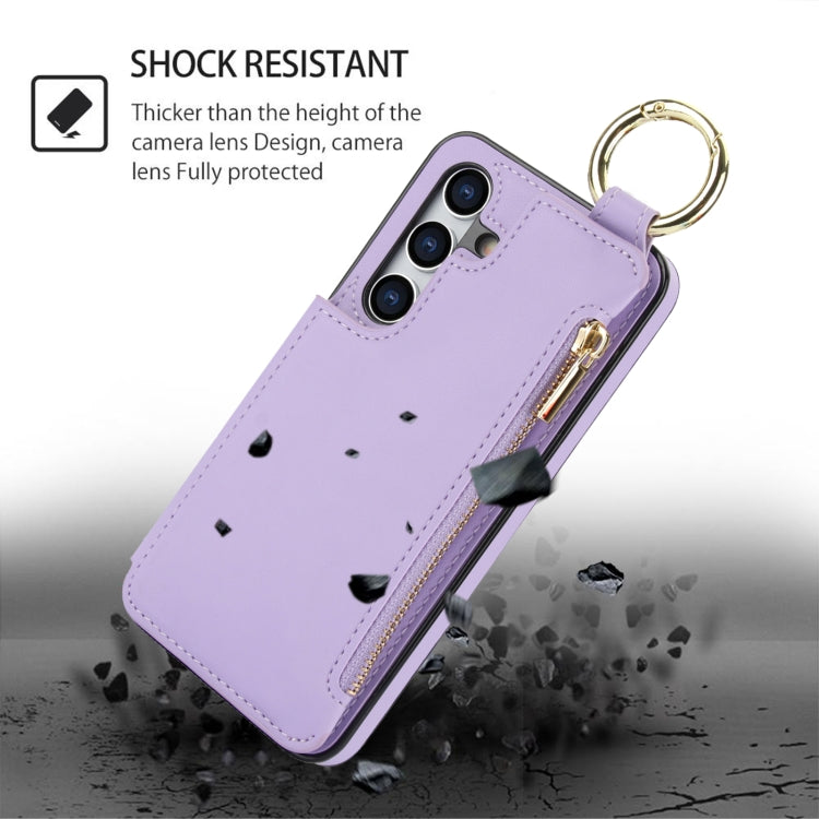 For Samsung Galaxy A35 5G RFlD Anti-theft Double Buckle Ring Zipper Card Phone Case