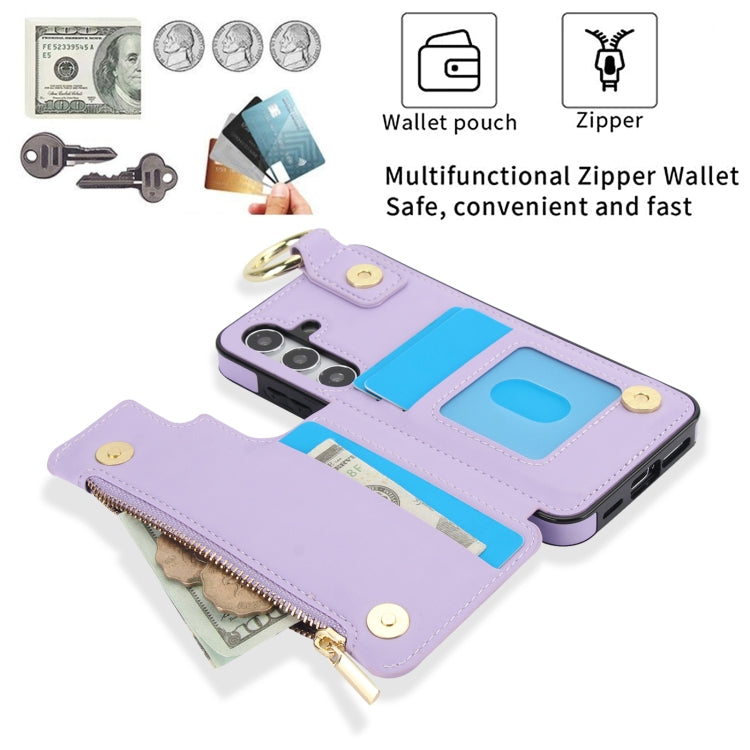 For Samsung Galaxy A35 5G RFlD Anti-theft Double Buckle Ring Zipper Card Phone Case