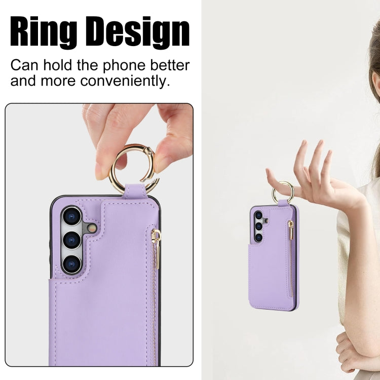 For Samsung Galaxy A35 5G RFlD Anti-theft Double Buckle Ring Zipper Card Phone Case