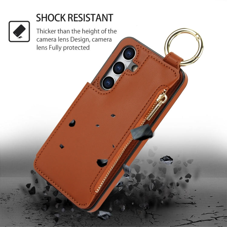 For Samsung Galaxy A35 5G RFlD Anti-theft Double Buckle Ring Zipper Card Phone Case